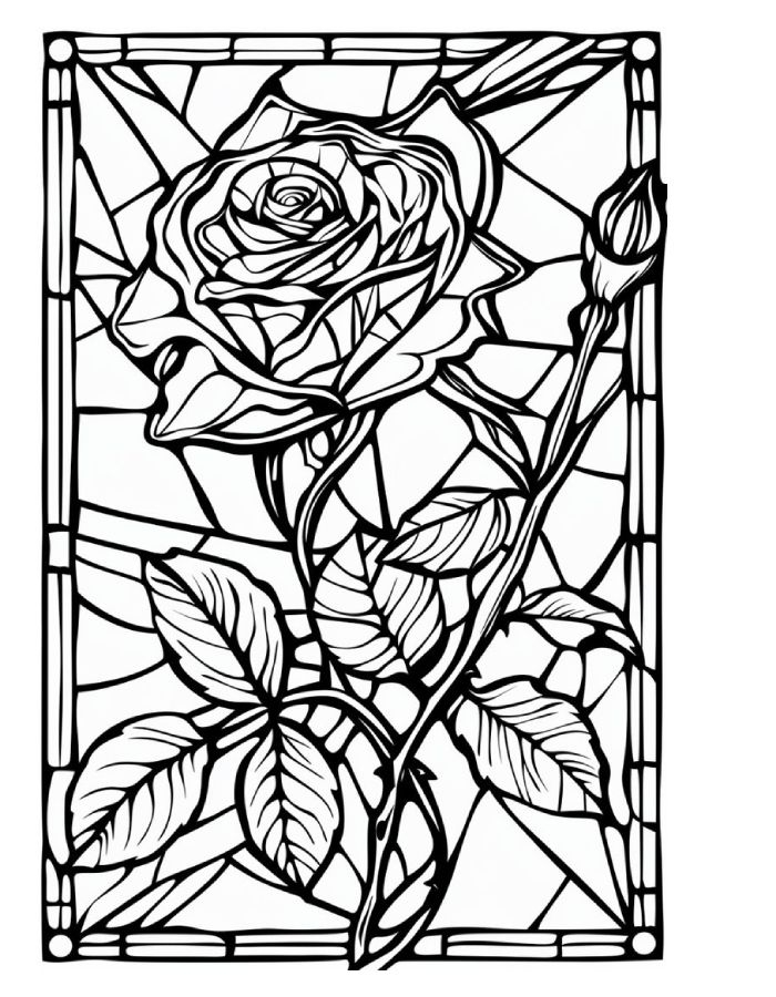 Stained Glass Book Coloring Page Free Printable PDF