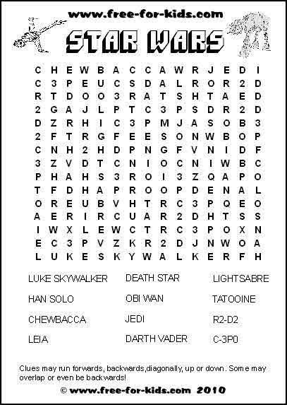 Star Wars Crossword Puzzle Printable For Kids Tedy Printable Activities