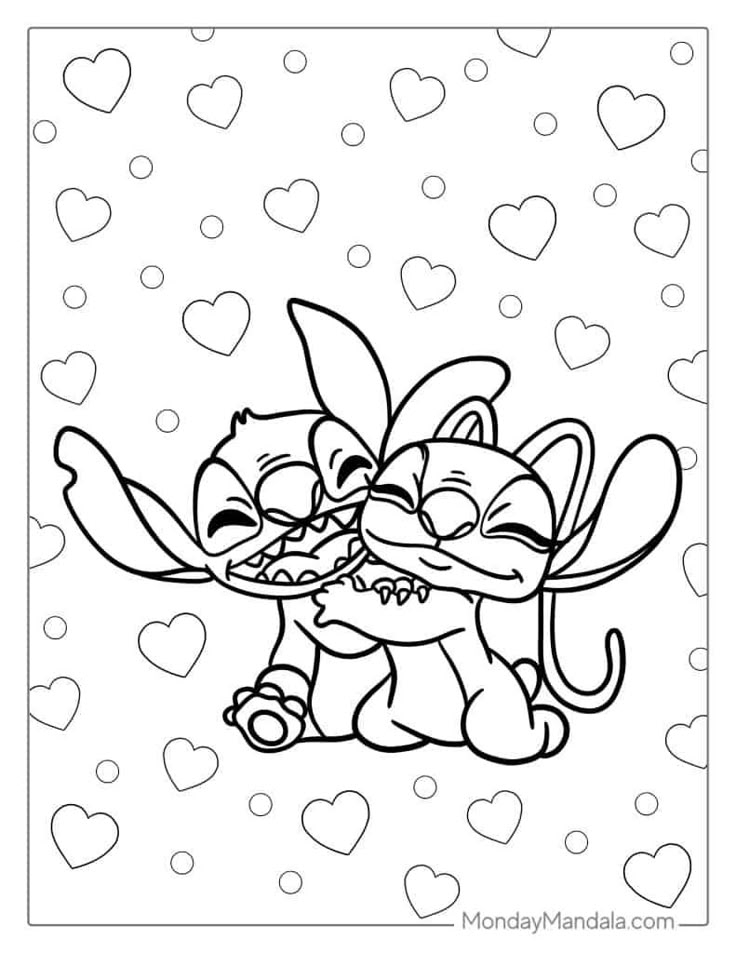 Stitch And Angel Coloring Pages Free Printable
