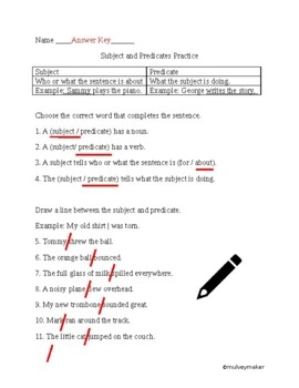 Subject And Predicate Worksheets And Answers TPT Worksheets Library