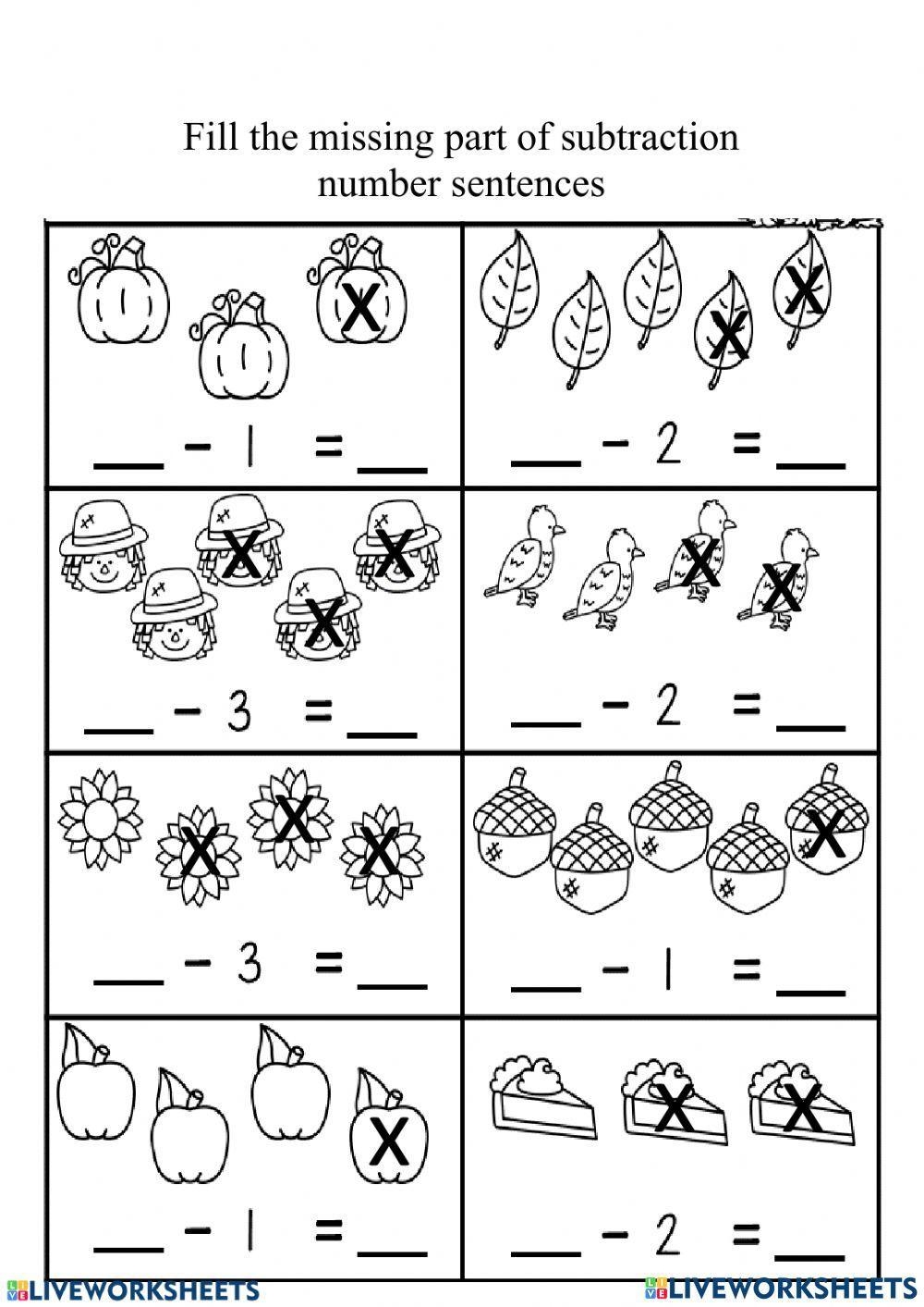 Subtraction Sentences 2 DJ Worksheet Live Worksheets Worksheets Library