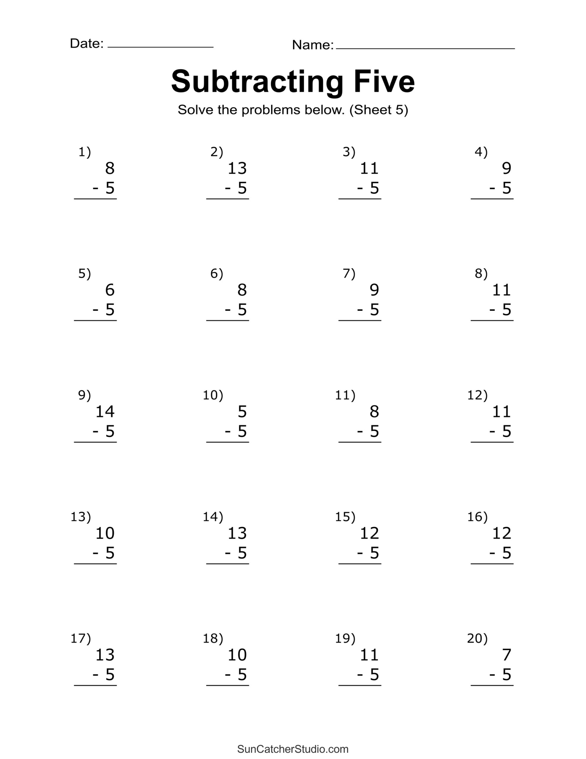 Subtraction Worksheets Free Printable Math Drills Free Printables 