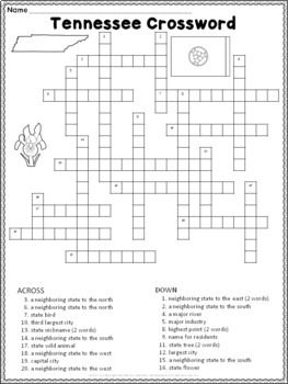 Tennessee Crossword Puzzle By Ann Fausnight TPT
