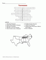 Tennessee Crossword Puzzle Printable 3rd 8th Grade TeacherVision
