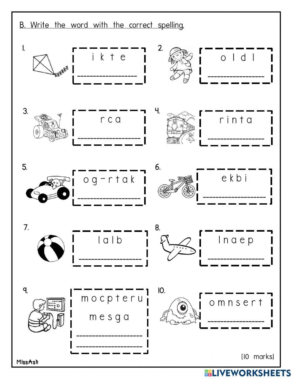 Test Year 1 English Worksheet Live Worksheets Worksheets Library