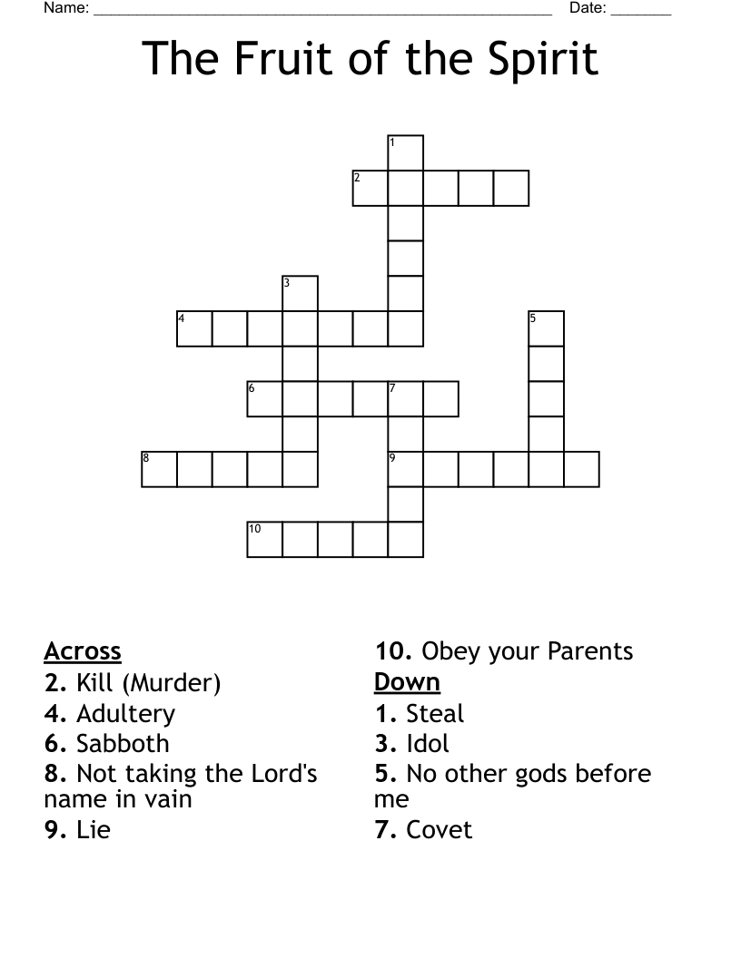 The Fruit Of The Spirit Crossword WordMint