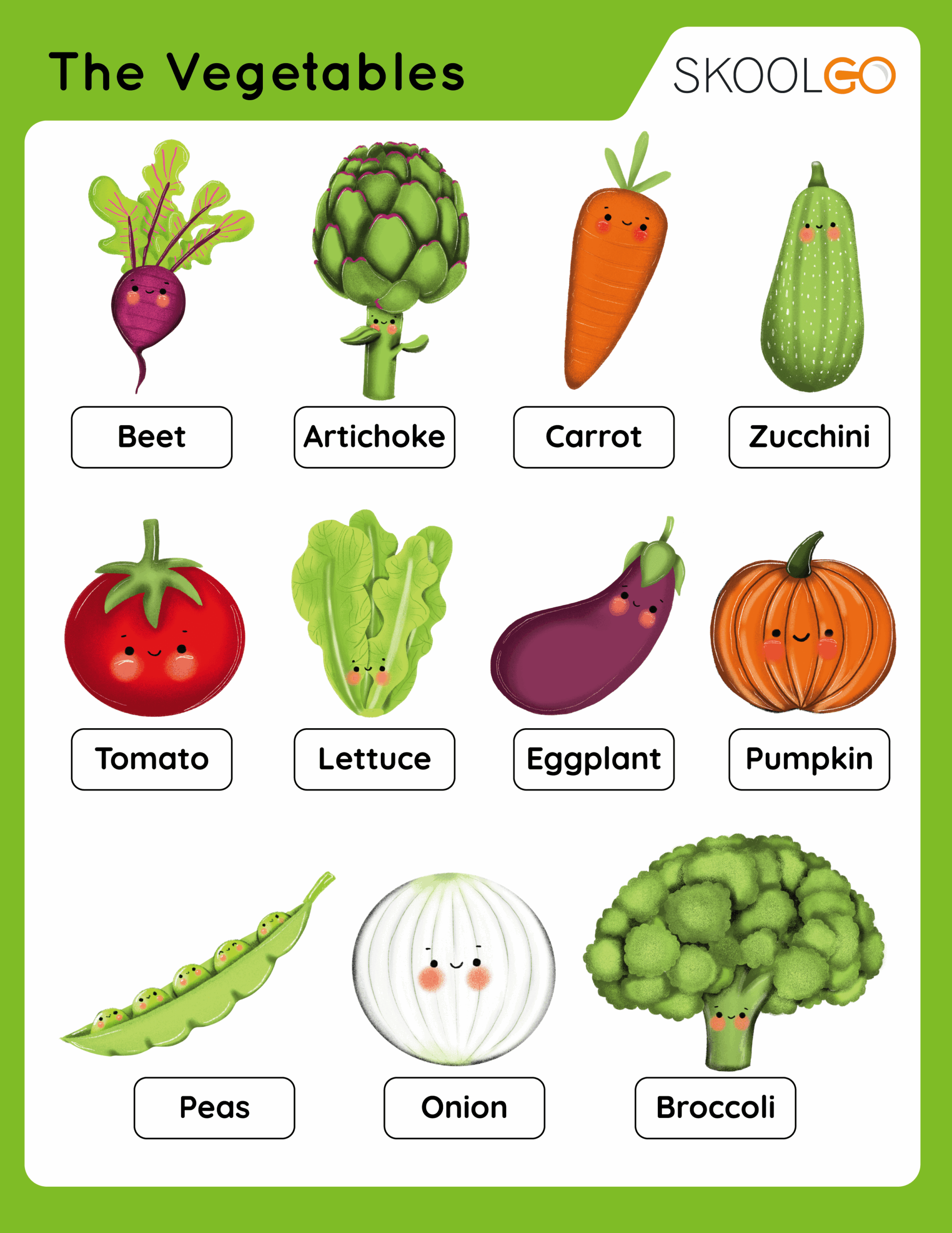The Vegetables Free Worksheet SKOOLGO