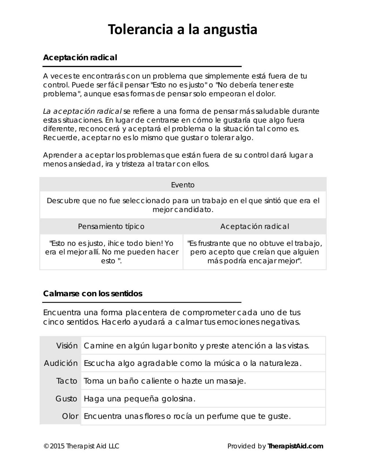 Therapist Aid Worksheets In Spanish DBT Worksheets