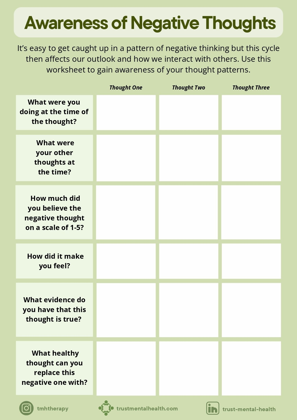 Therapy Worksheets CBT Worksheets Trust Mental Health Worksheets 