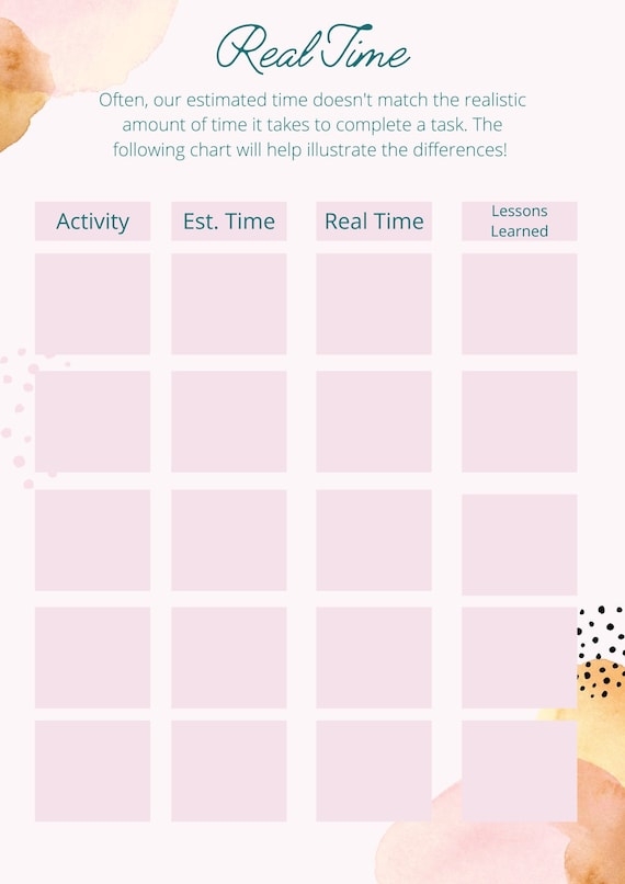 Time Management Worksheet Executive Function Coaching Etsy