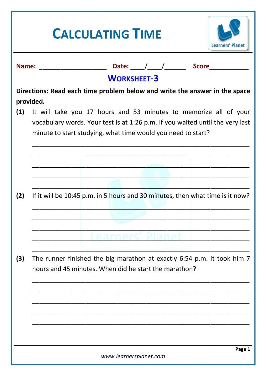 Time Worksheets For Grade 3 Edu games org Worksheets Library