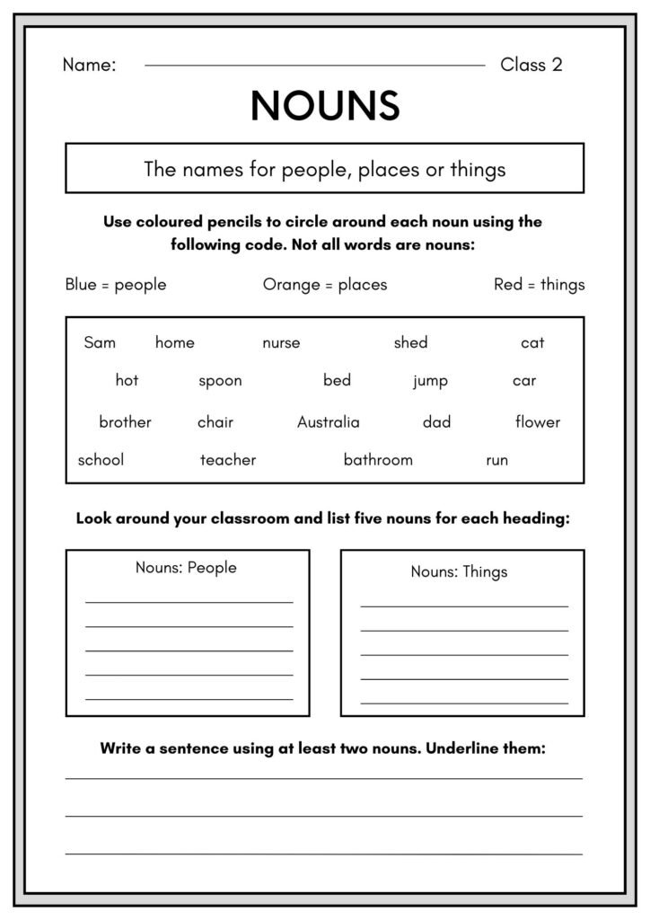 Top 5 Noun Worksheet For Class 2 With Answers Pdf 2023
