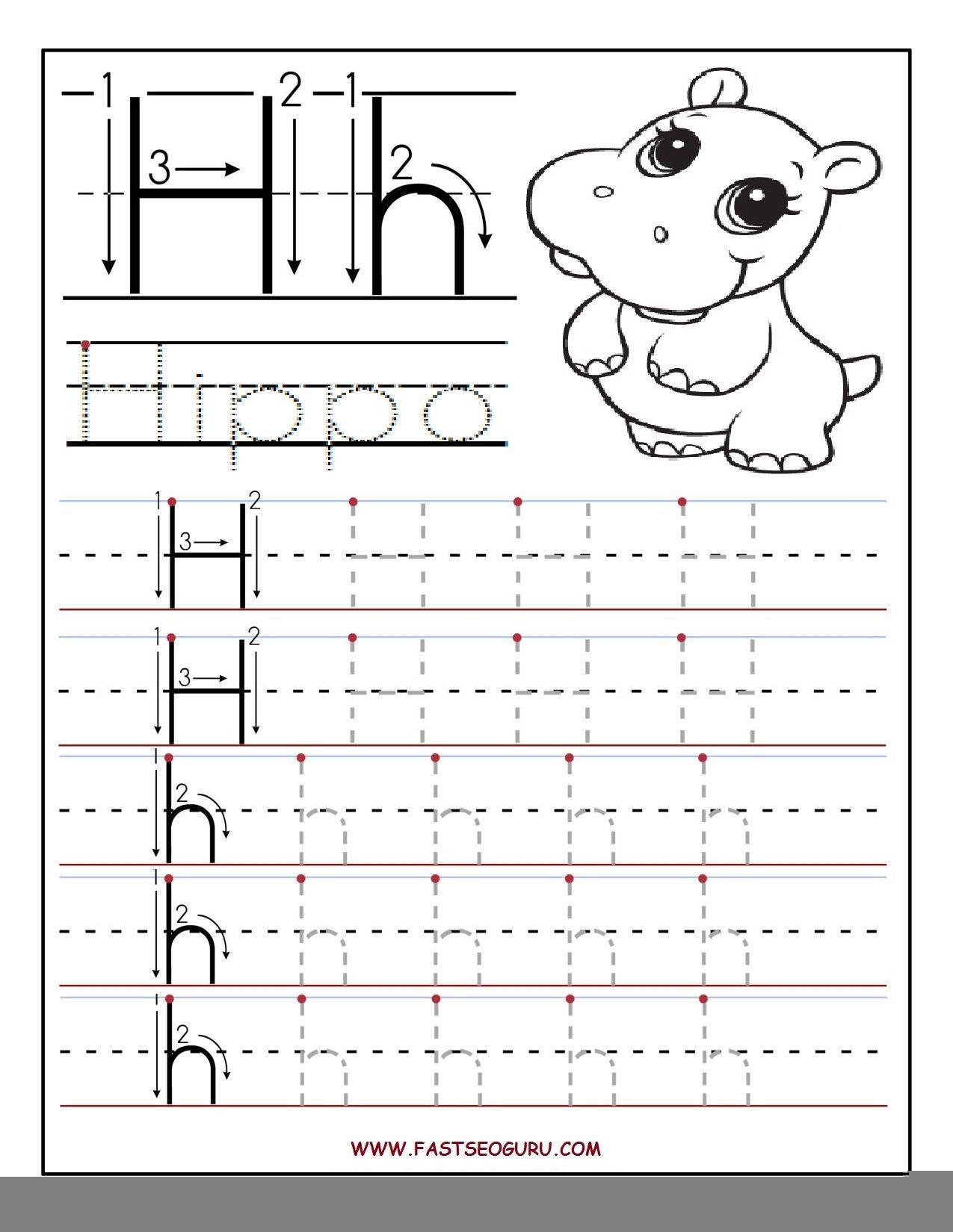 Tracing Letter H Worksheets Preschoolers TracingLettersWorksheets