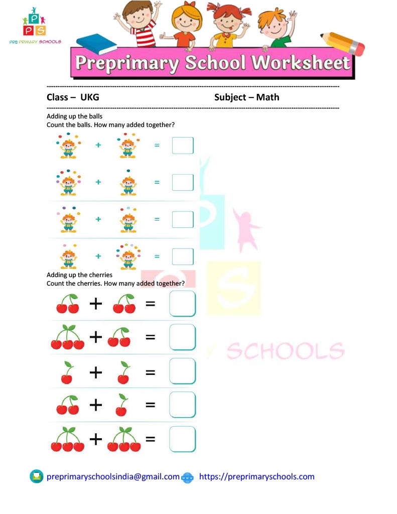UKG Addition Worksheet