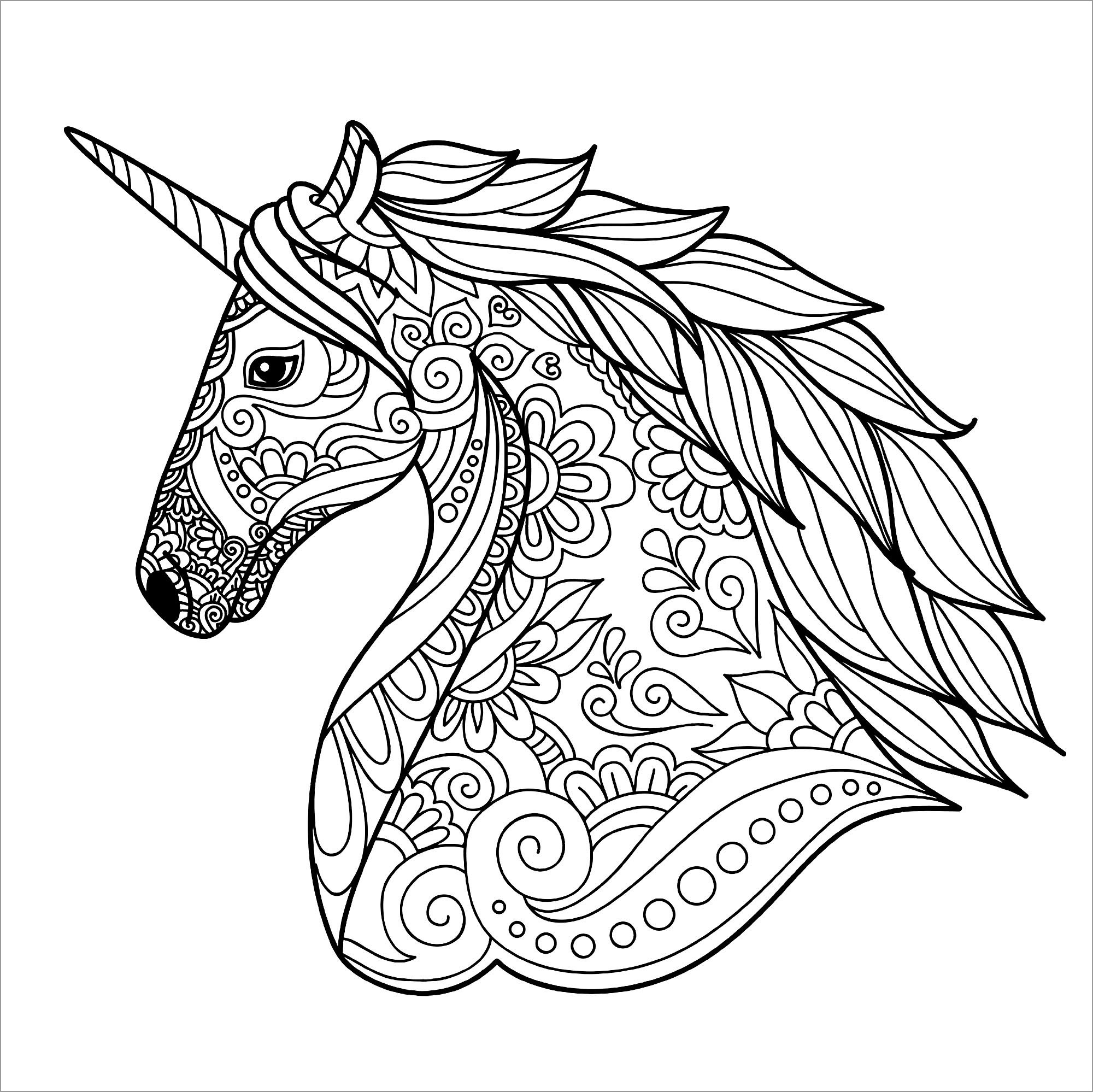 Unicorn Head Mandala Coloring Pages ColoringBay