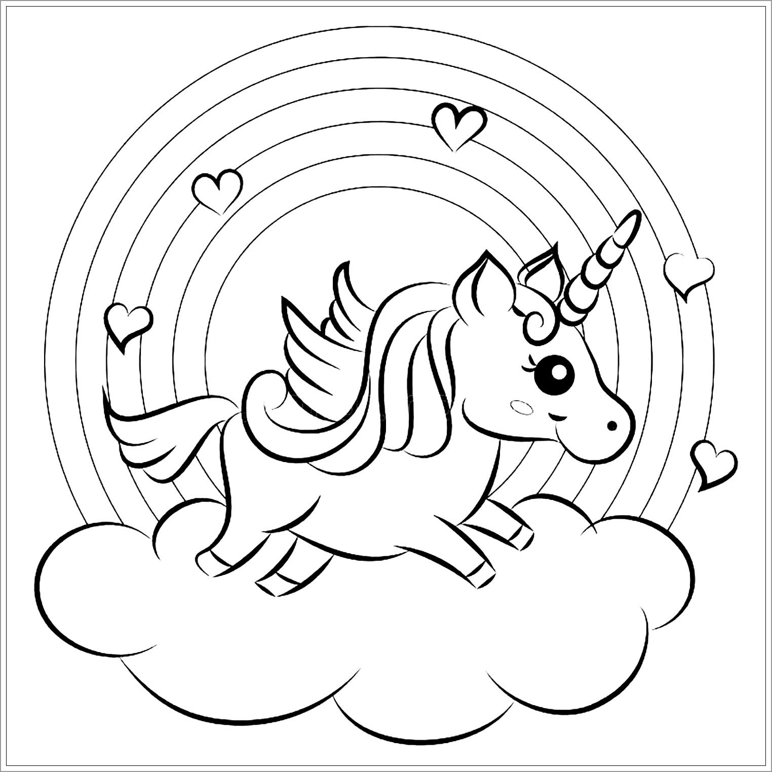 Unicorn Rainbow Coloring Pages ColoringBay
