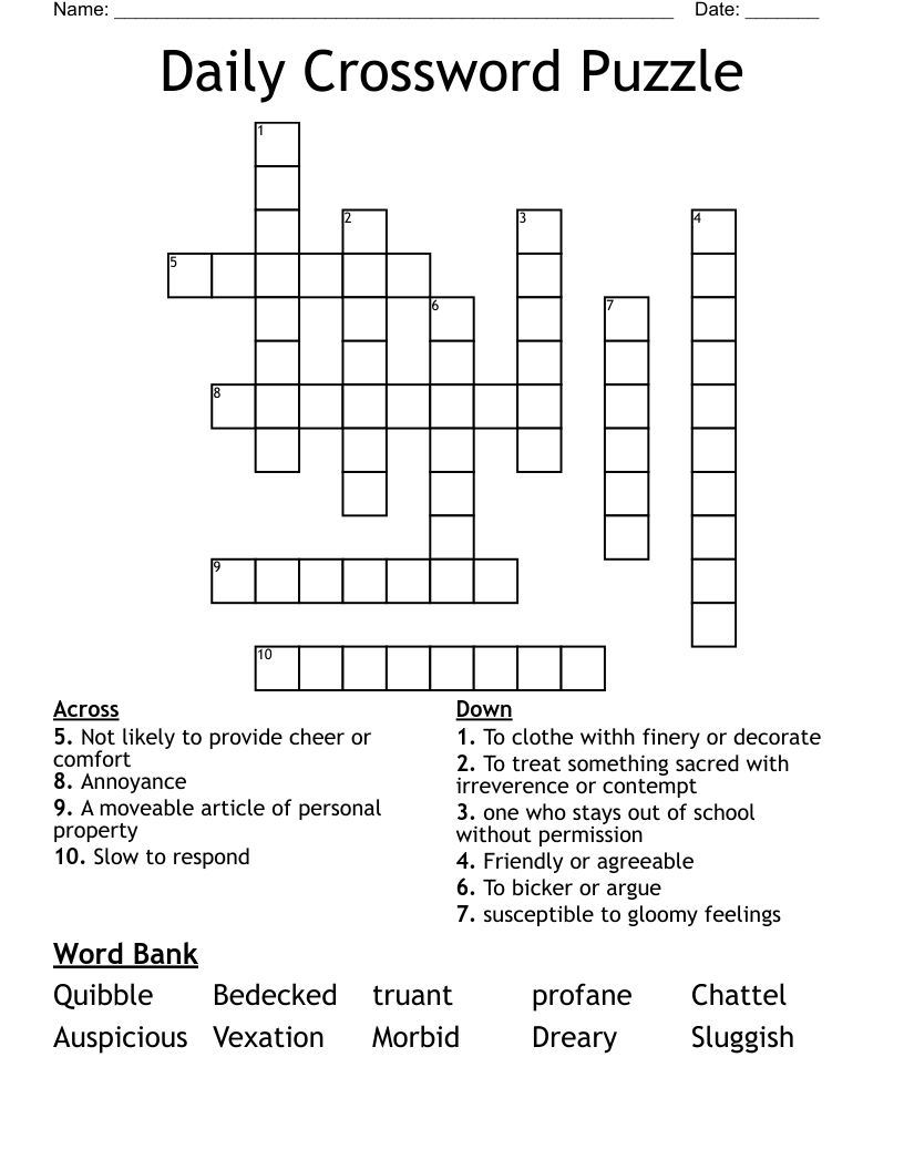 Universal Daily Crossword Puzzle Printable