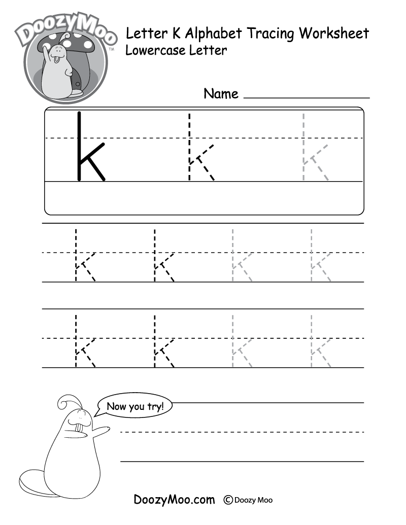 Uppercase Letter K Tracing Worksheet Doozy Moo