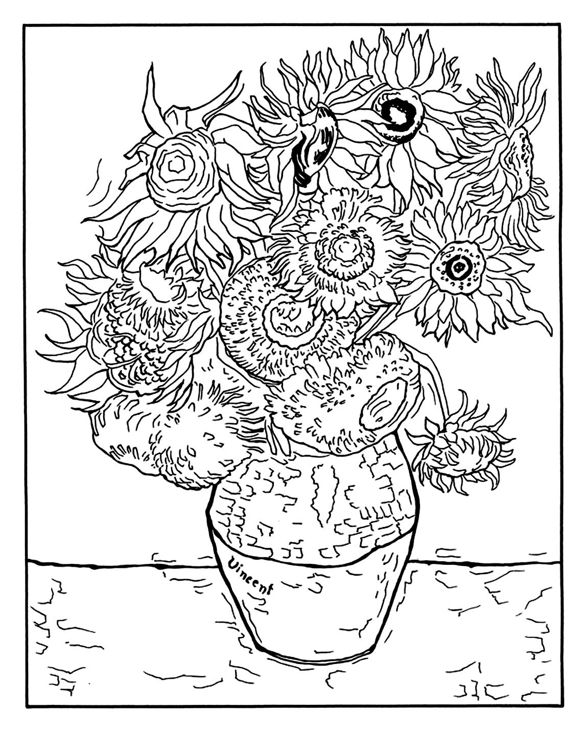 Van Gogh Coloring Page To Print Vincent Van Gogh Coloring Pages