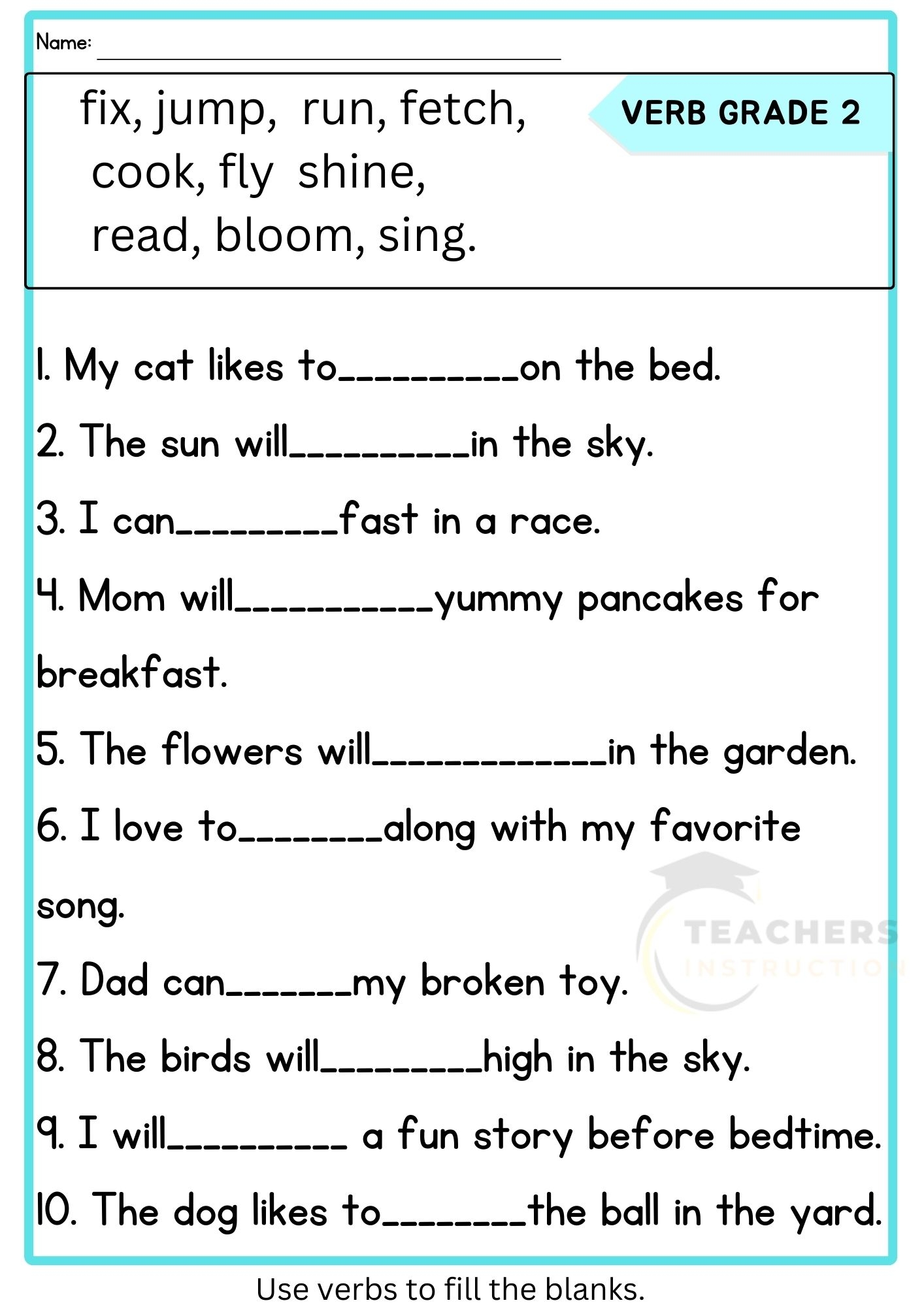 Verb Worksheets For Grade 2 Worksheets Library