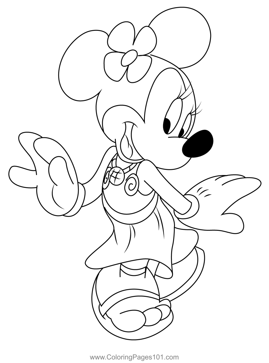 Walk Mickey Minnie Coloring Page For Kids Free Minnie Mouse Printable 