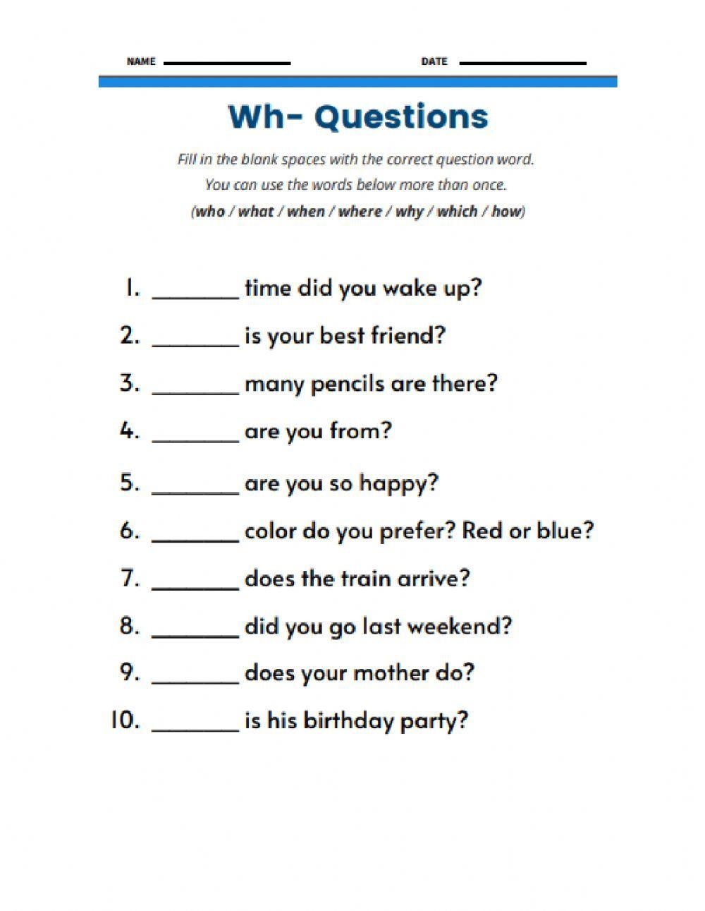 Wh questions Worksheet Live Worksheets Worksheets Library
