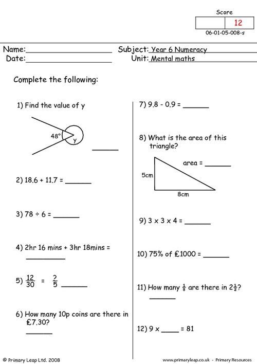 Year 6 Maths Worksheets Artofit
