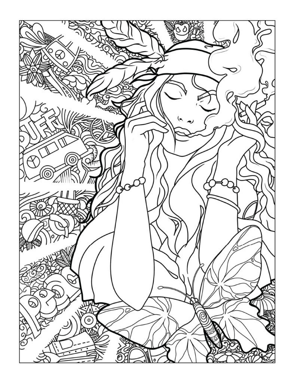 30 Page Psychedelic Trippy Adult Coloring Book Digital Etsy Espa a