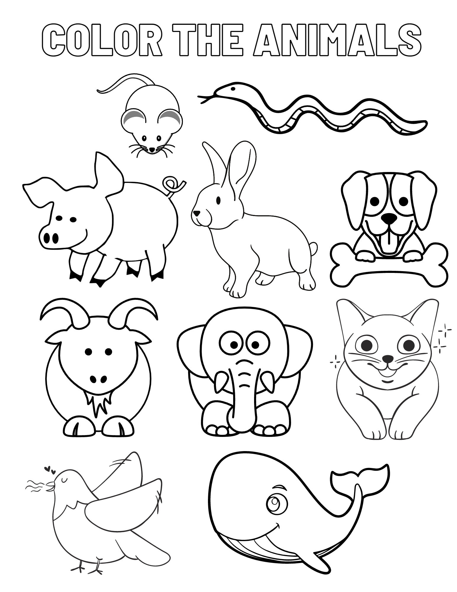 Animals Coloring Sheet Etsy UK