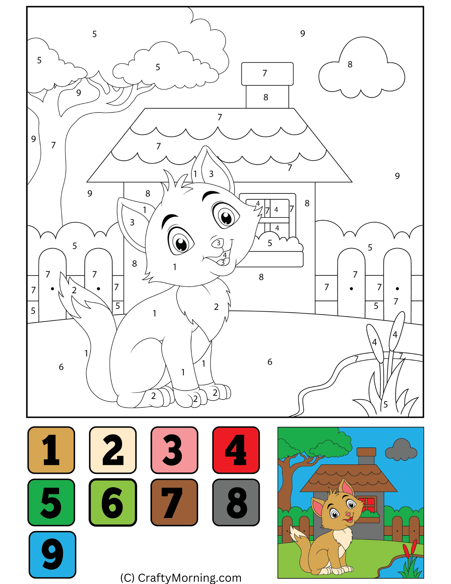 Cat Color By Number Free Printable Artofit