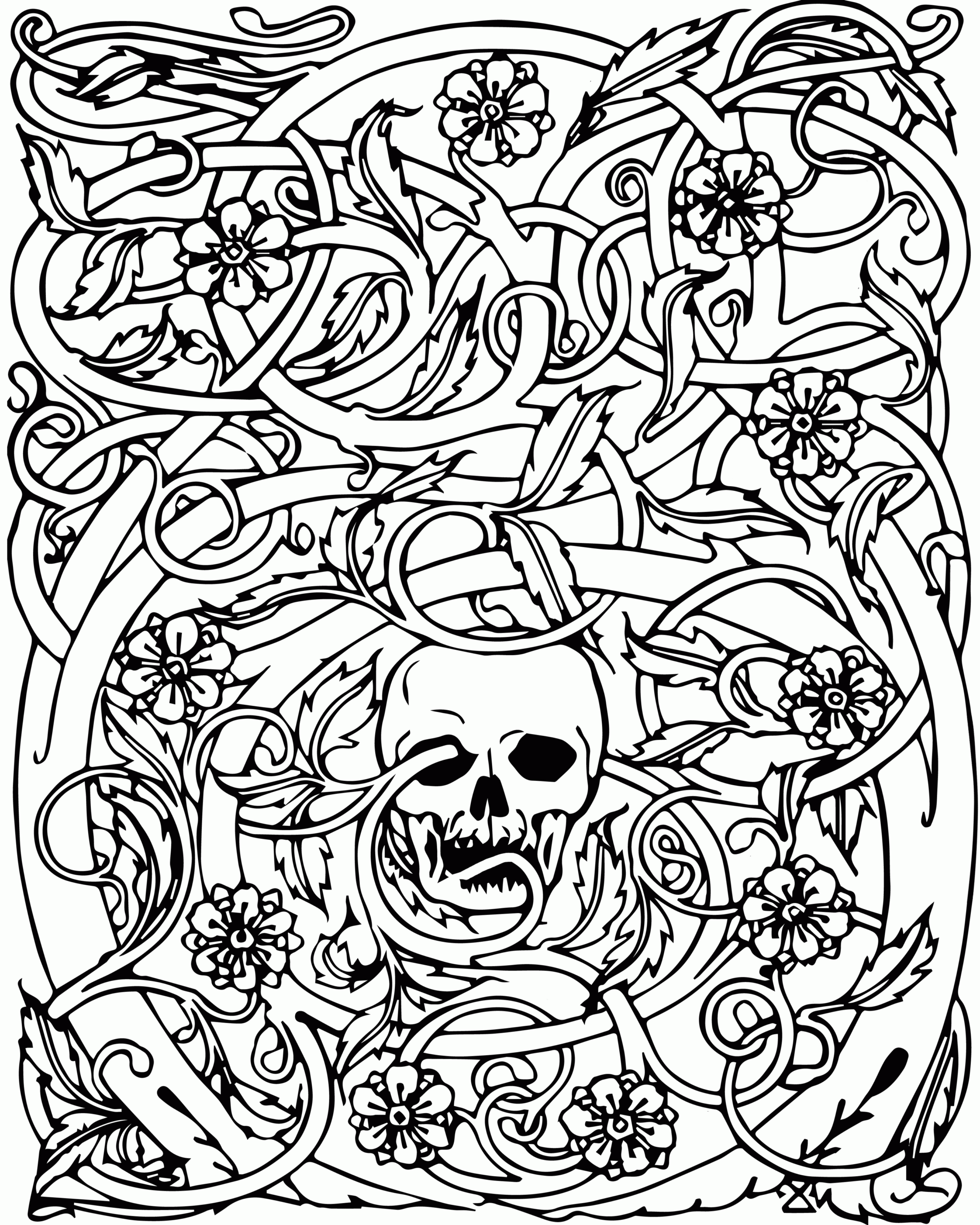 Cool Skull Design Coloring Pages Coloring Home