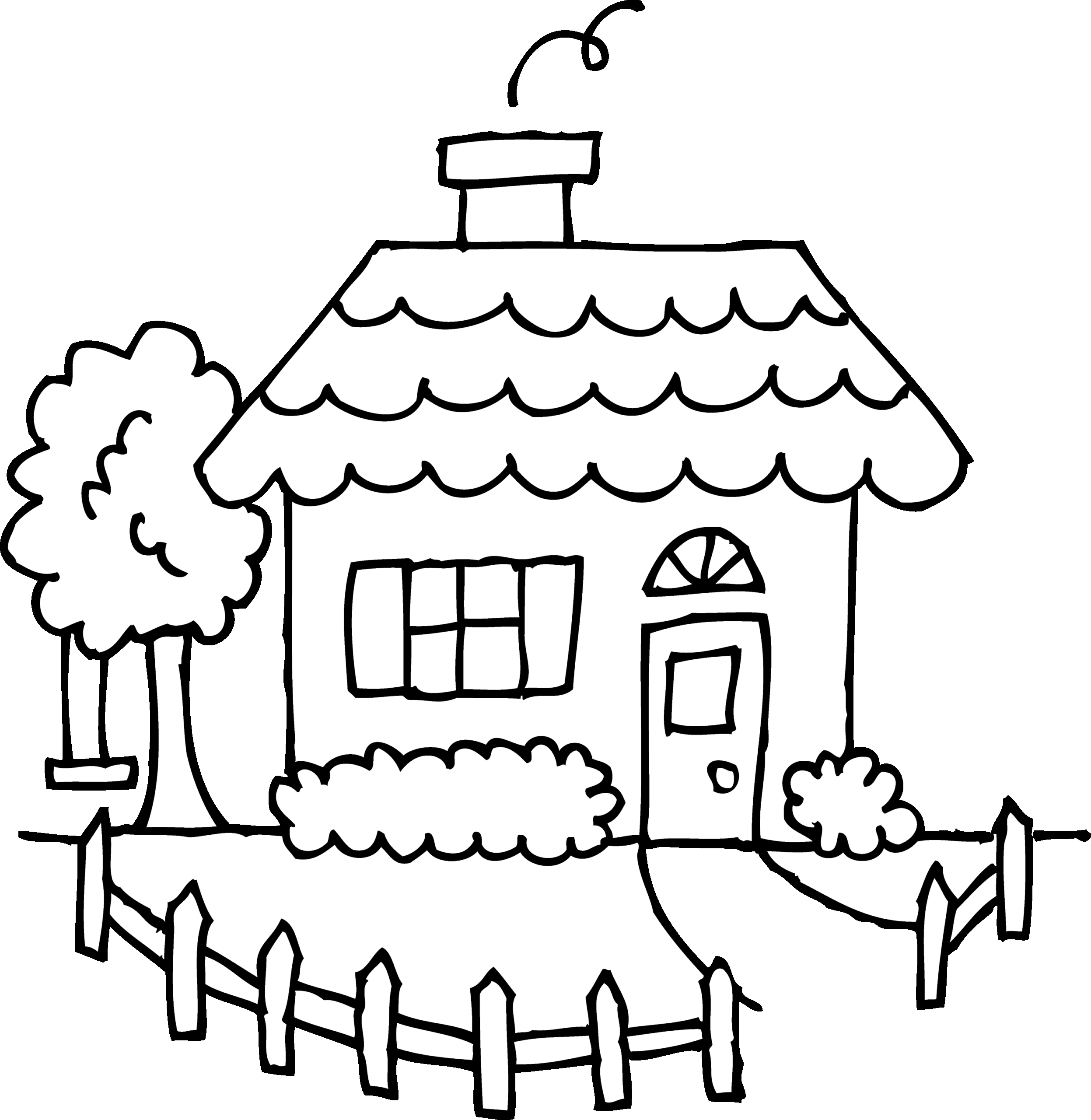 Cute Cozy House Coloring Page Free Clip Art