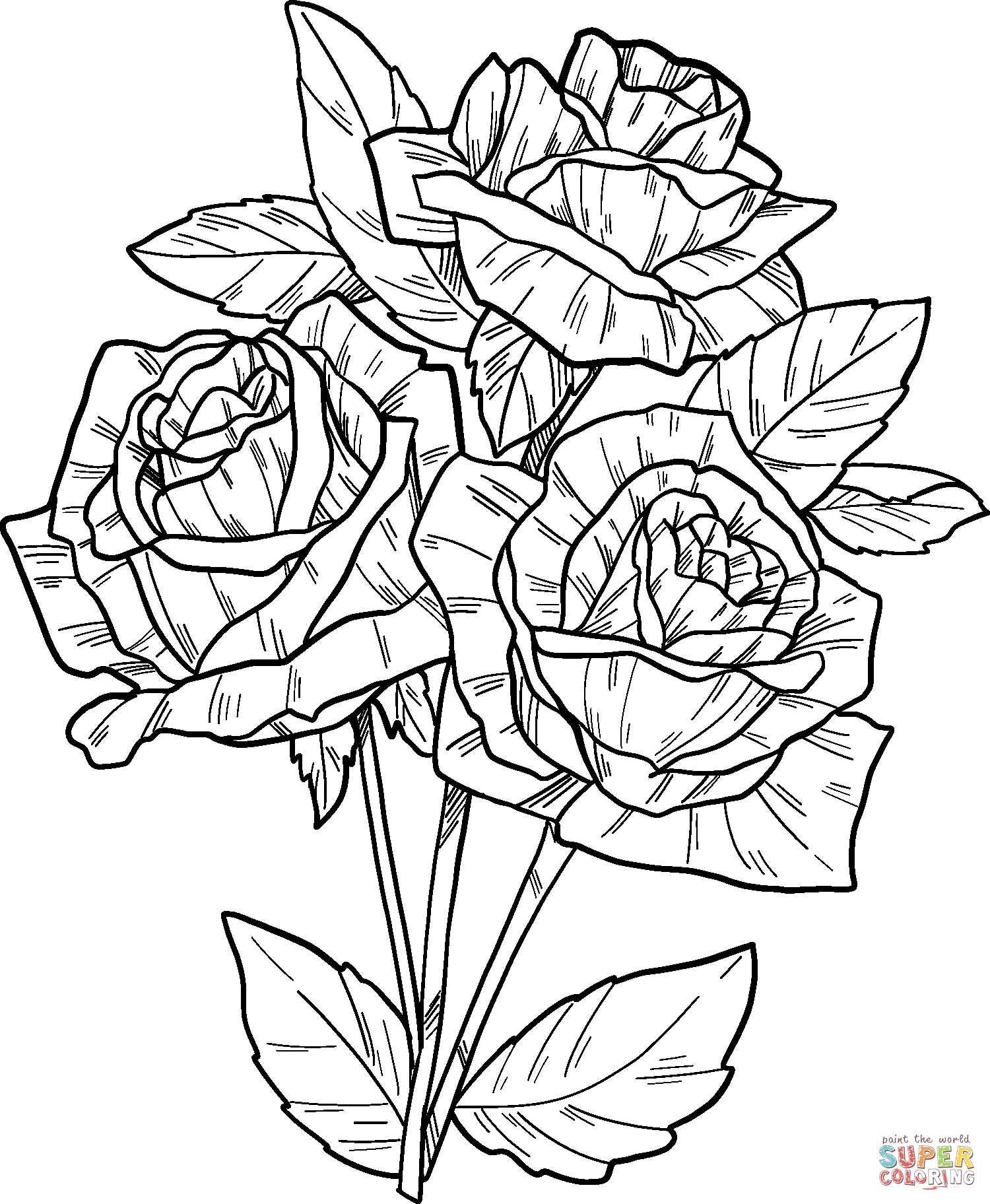 Detailed Rose Coloring Pages