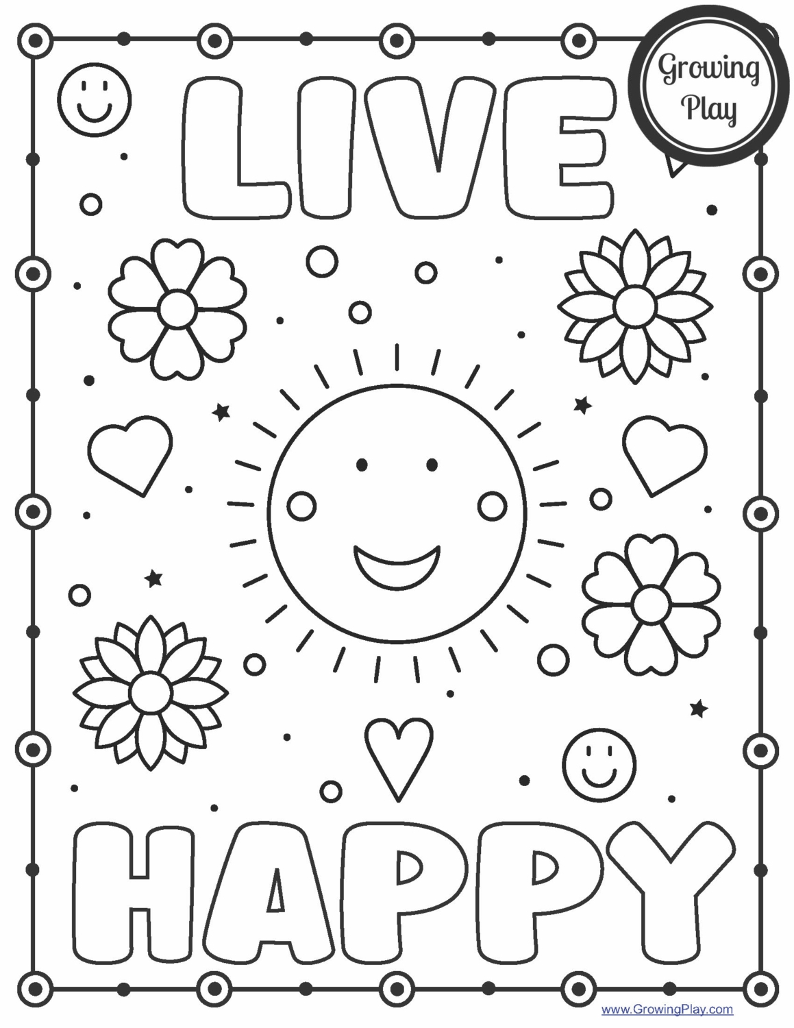 Happy Coloring Pages Free Printable PDF Growing Play