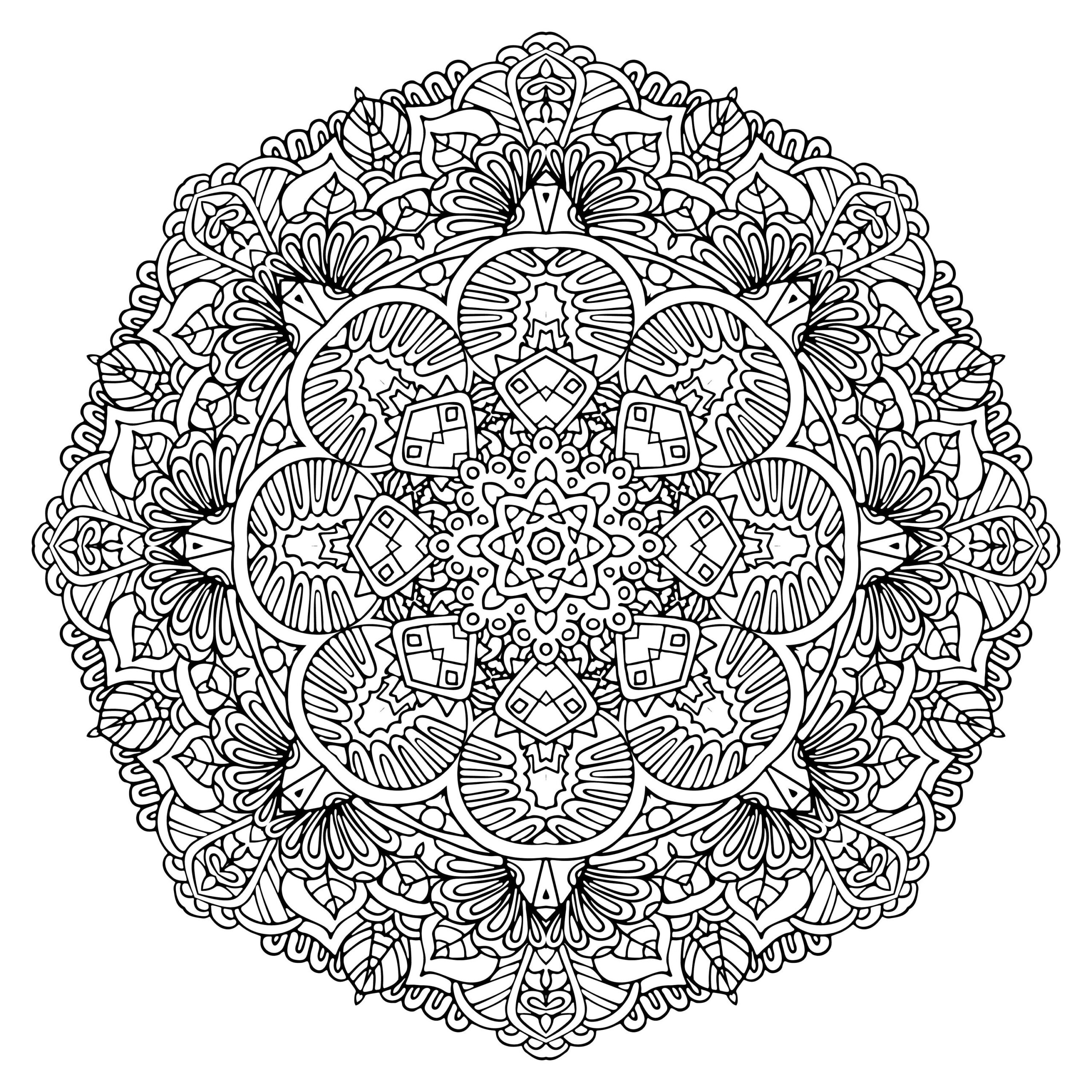 Printable Mandala Adult Coloring Pages Floral Mandala Easy Etsy