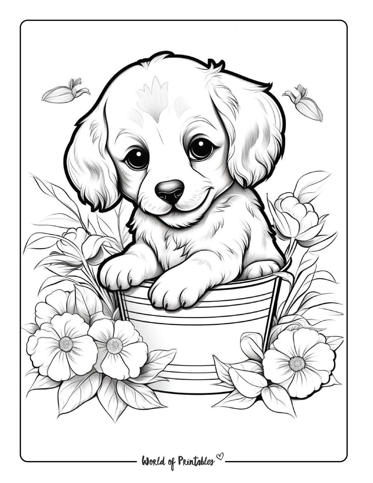 Puppy Coloring Pages Free Printable Sheets For Kids Adults