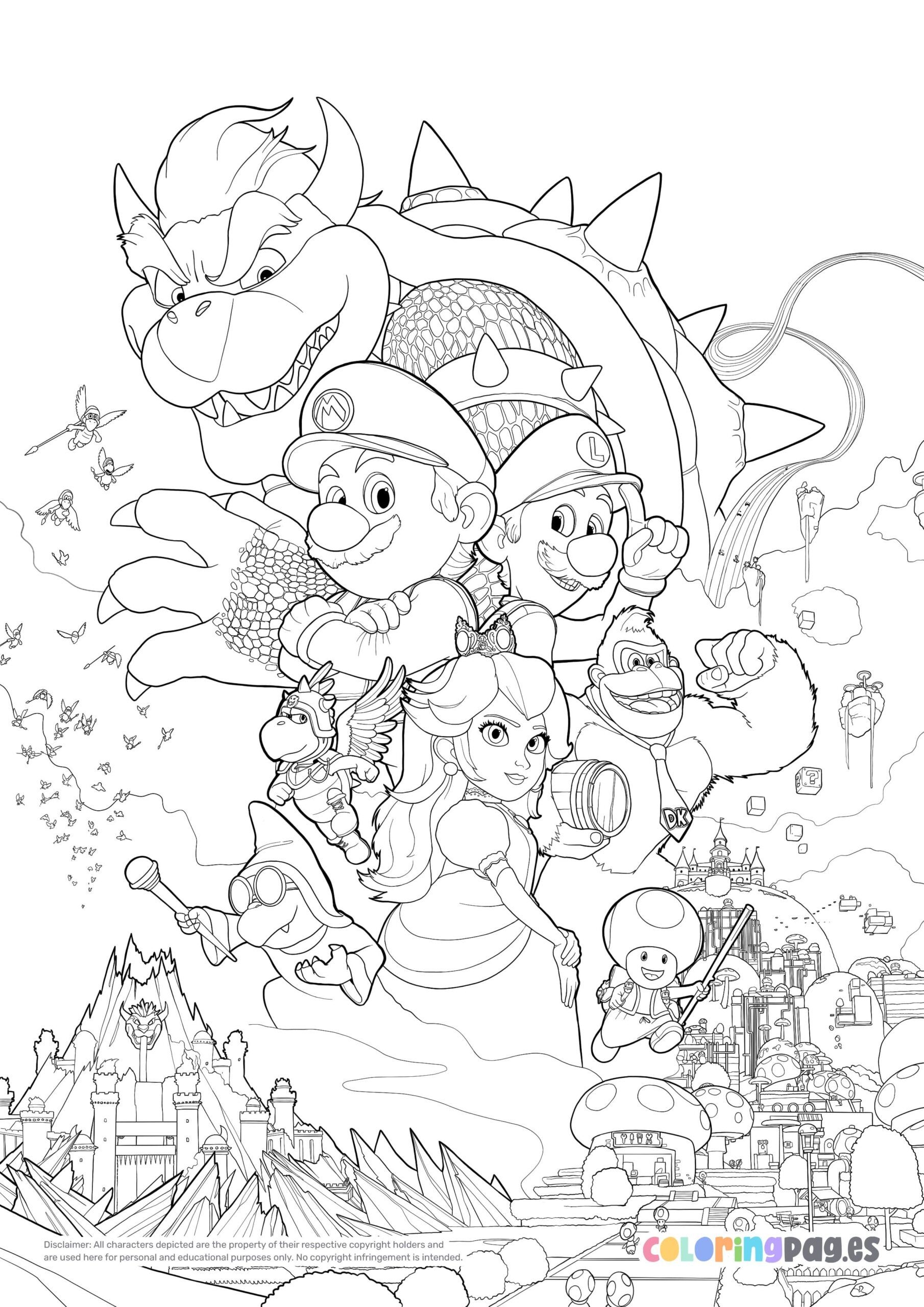 Super Mario Bros Movie Poster Coloring Page Coloring Pages Super 