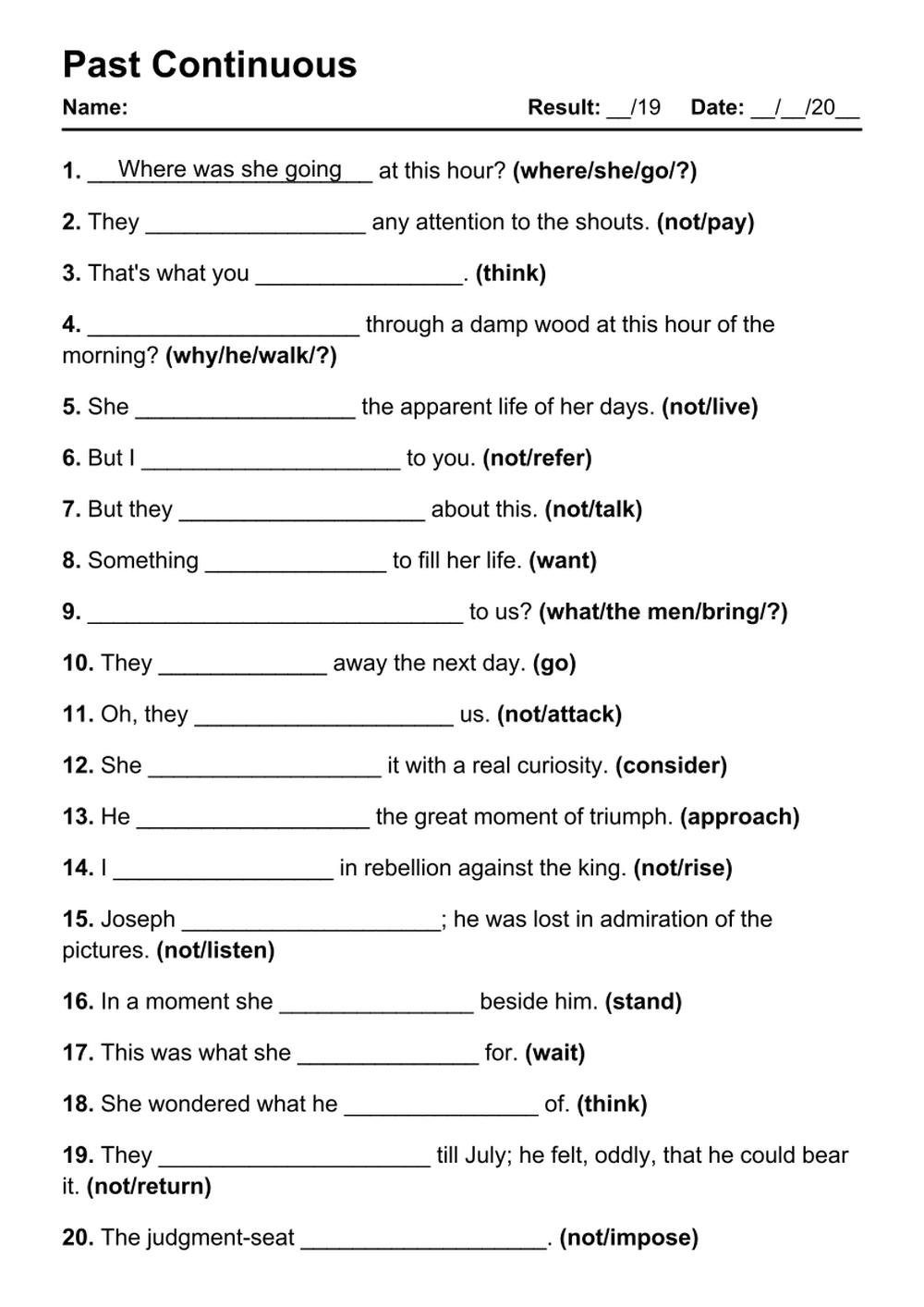101 Past Continuous PDF Worksheets With Answers Grammarism
