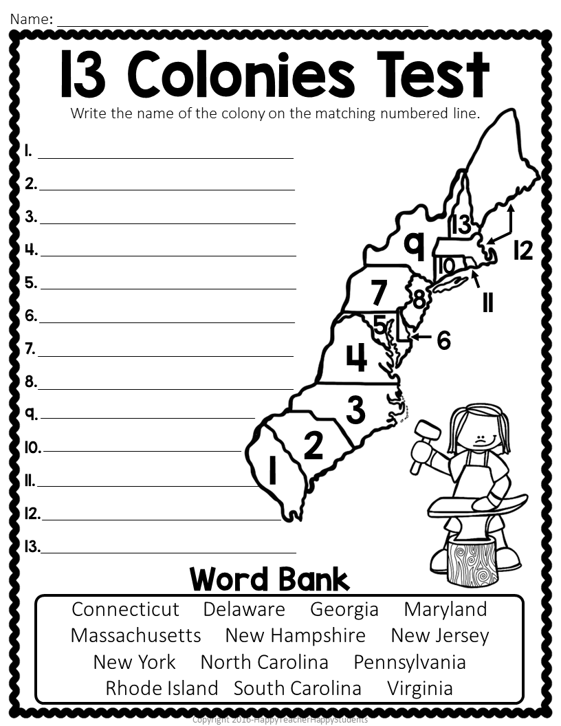 13 Colonies Map Quiz 13 Colonies Map Worksheet Blank 13 Colonies Map 13 Colonies Test Homeschool History Thirteen Classful