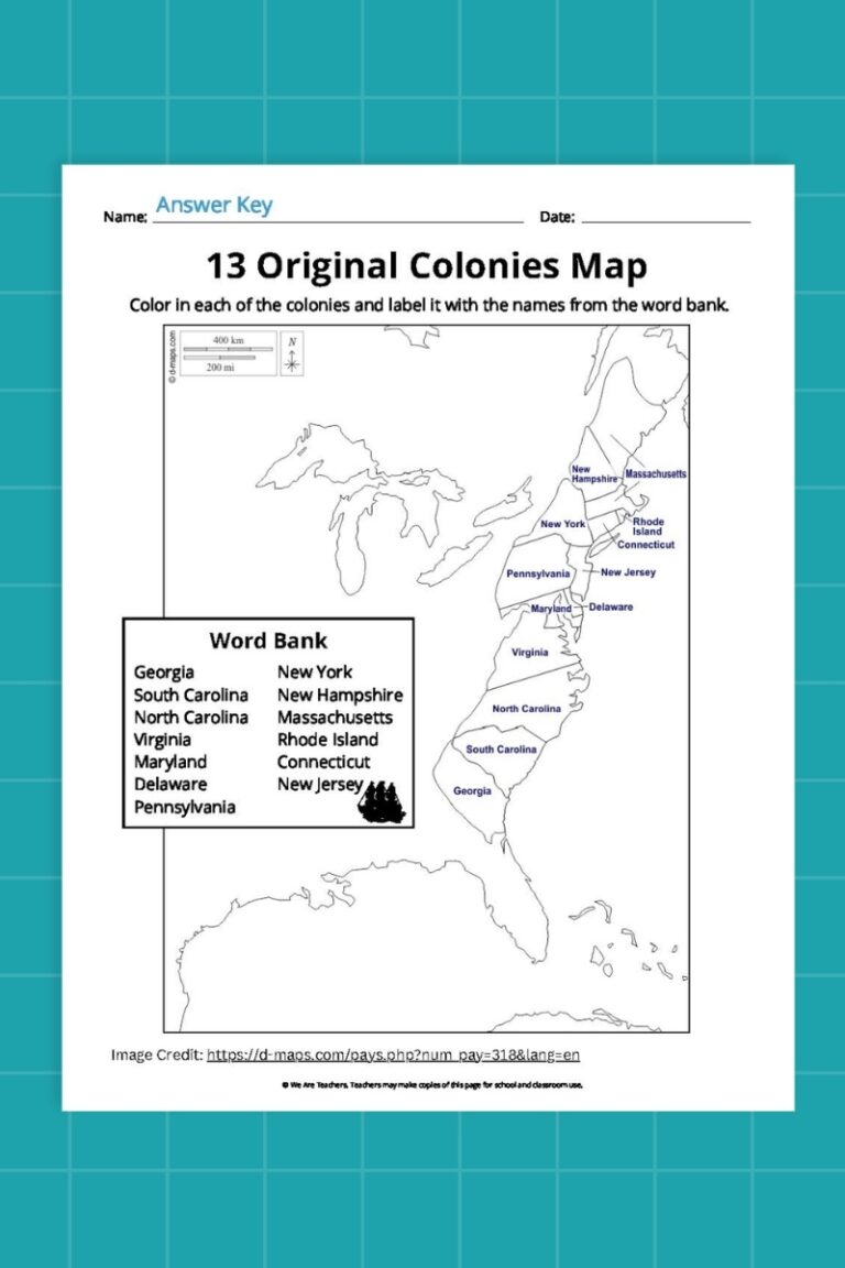 Printable Map Of The 13 Colonies - Free Printable Coloring Pages