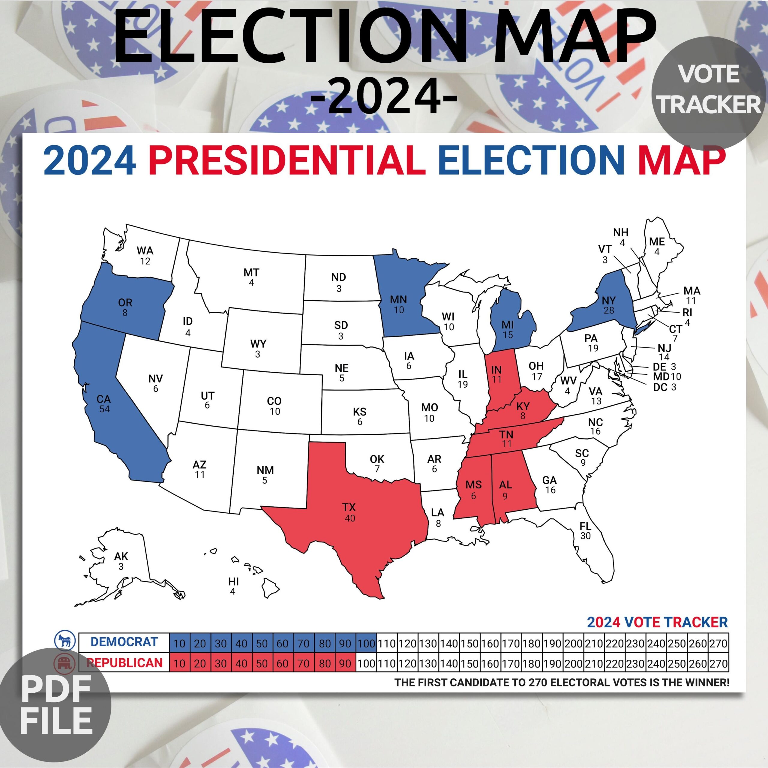 2024 Presidential Election Map Electoral College Map For Election Night Electoral Map For Election Results Election Watch Party Game Etsy Norway