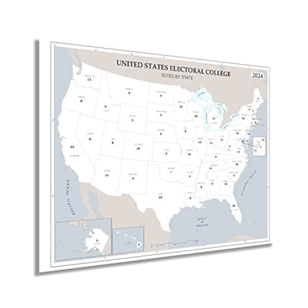 2024 Updated United States Electoral College Votes By State Map Poster Presidential Election Electoral College Poster Etsy
