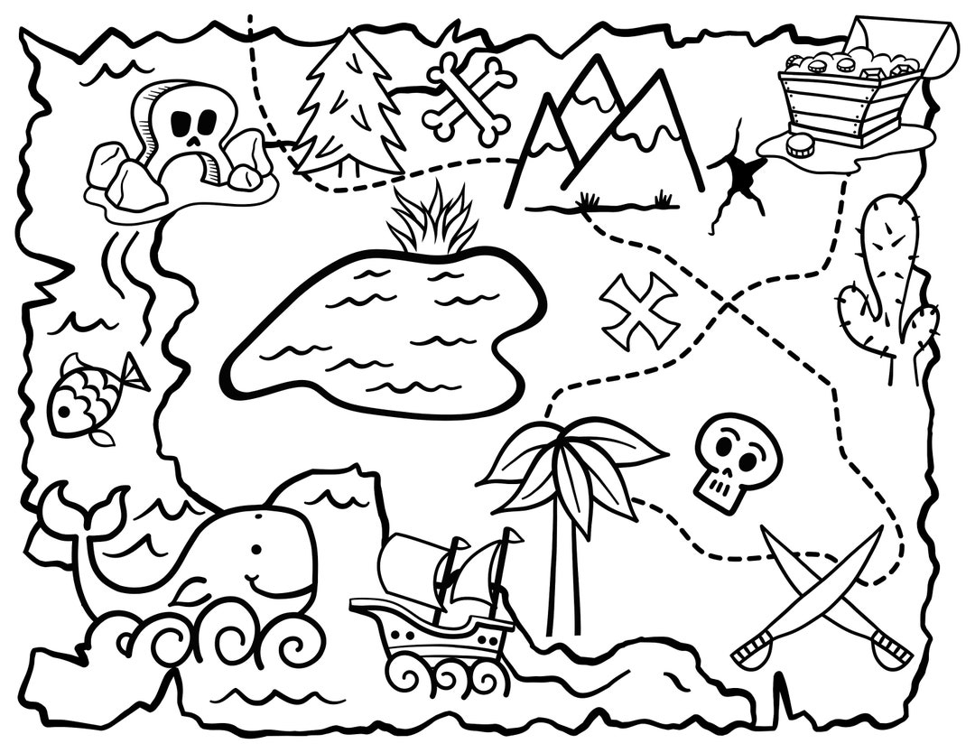 21 Pirate Treasure Map Coloring Pages Pirate Printable Book Digital Download Not A Physical Product Etsy