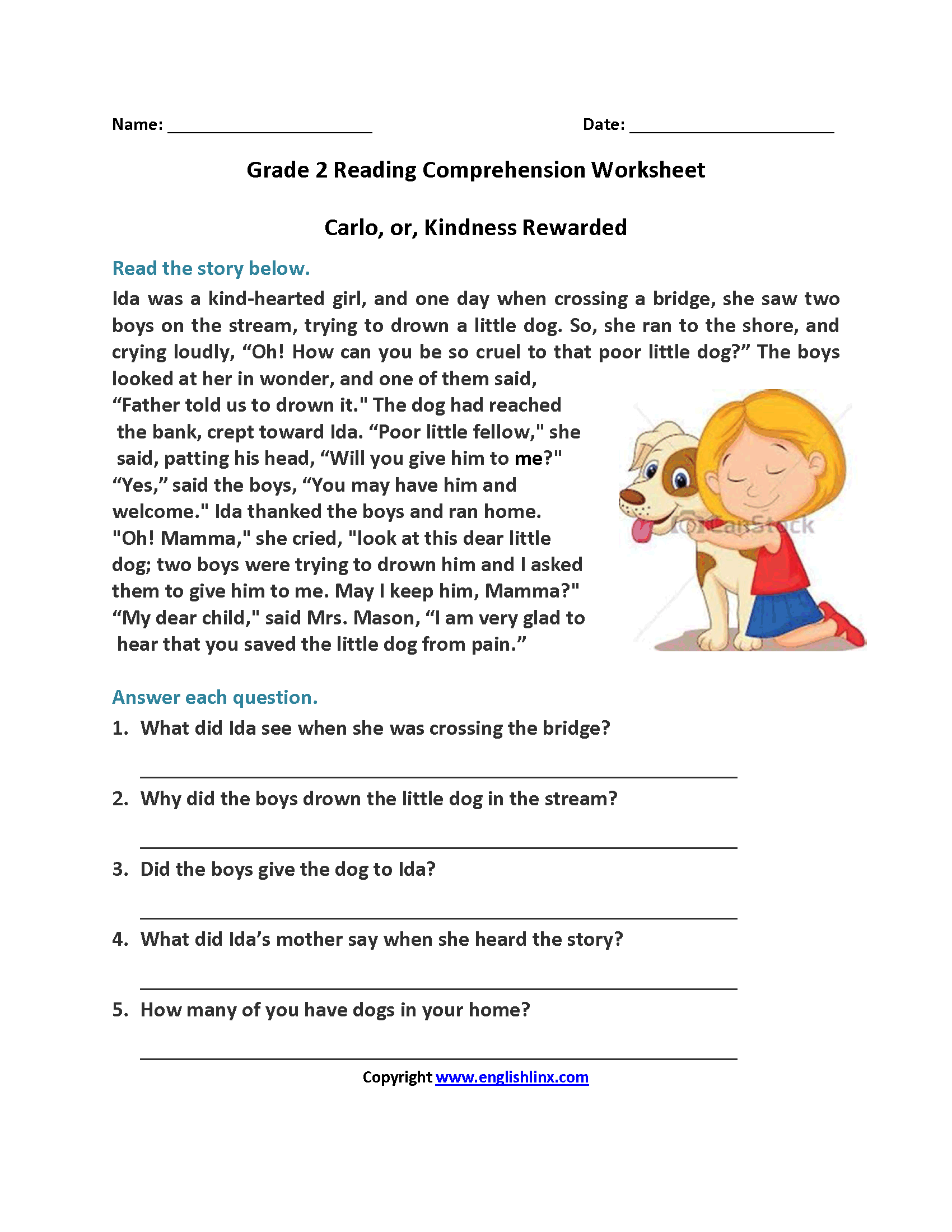 2nd Grade Reading Comprehension Worksheets Free PDF 