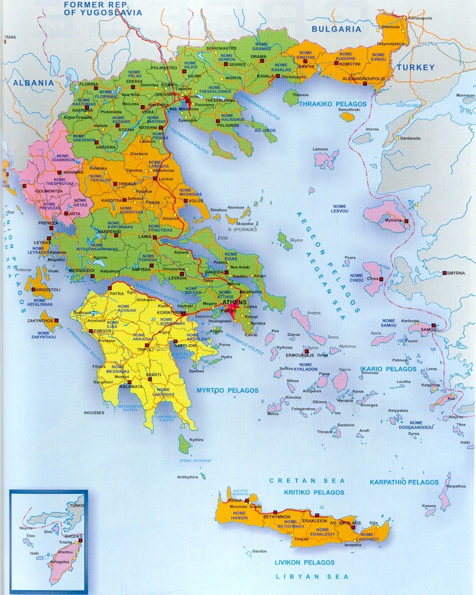 A Map Of Greece And The Greek Islands