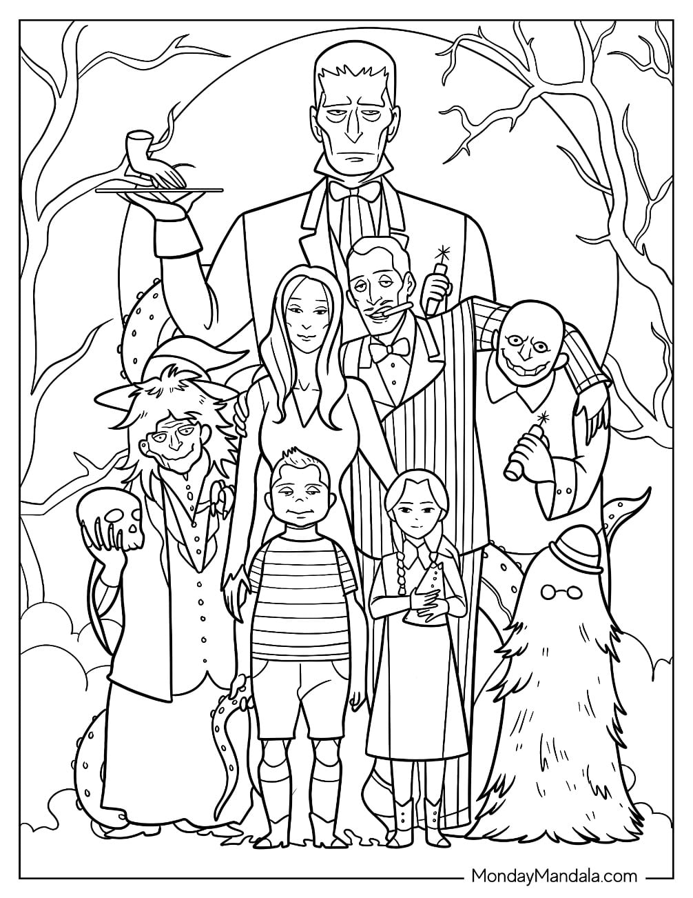 Addams Family Coloring Pages Free PDF Printables 