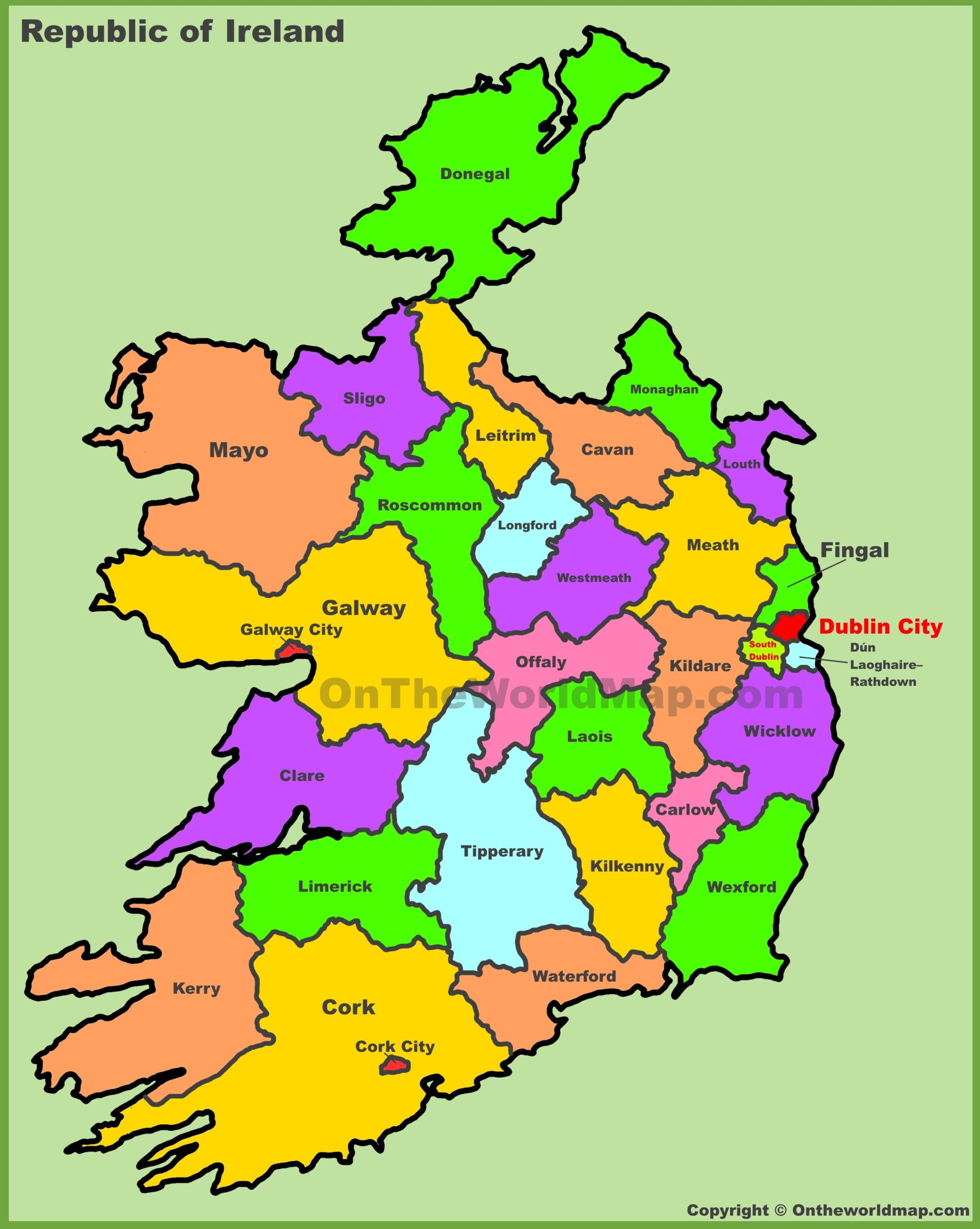 Administrative Divisions Map Of Ireland Counties Map Of Ireland Ontheworldmap