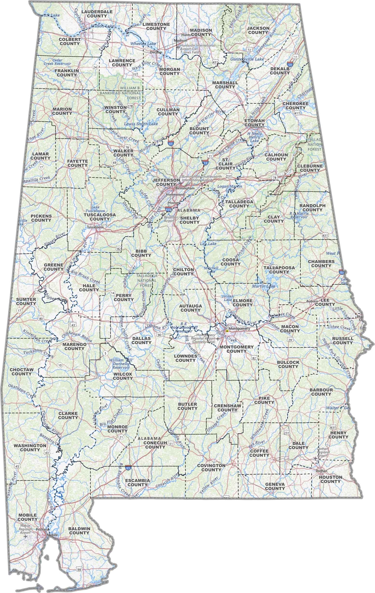 Alabama County Map US County Maps