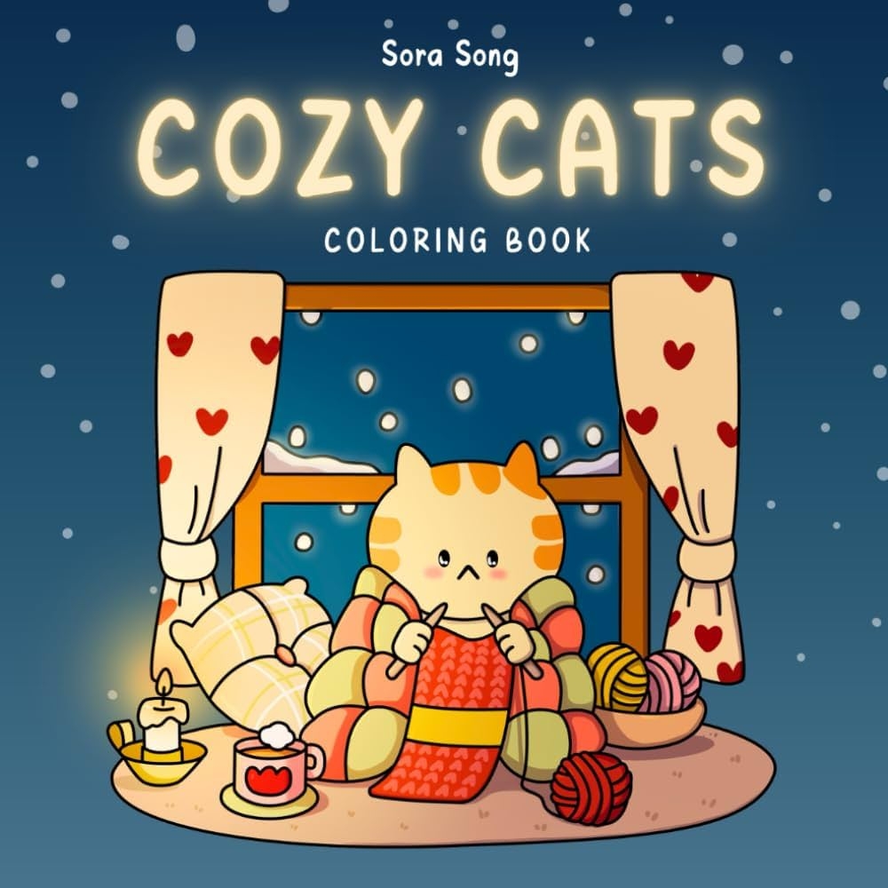 Amazon Cozy Cats Coloring Book For Adults And Teens Featuring Cute Cats Cozy Scenes And Stress Relief Fun With Simple And Bold Designs For Cat Lovers Cats Comforts Coloring Book 9798343084153 Song