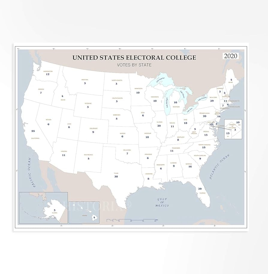 Amazon HISTORIX 2020 United States Electoral College Votes By State Map Poster 24x30 Inch Presidential Election Electoral College Poster US President Electoral Map Poster Posters Prints